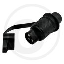 Stecker 3-polig, 12/24V  mit Kappe und Flachsteckanschluss