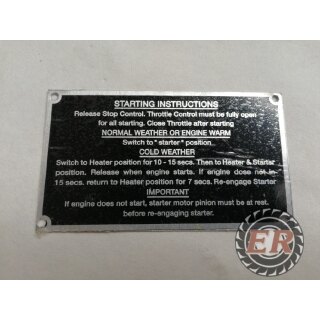 Traktorschild - Anlass-Start-Anweisungen Massey Ferguson 35
