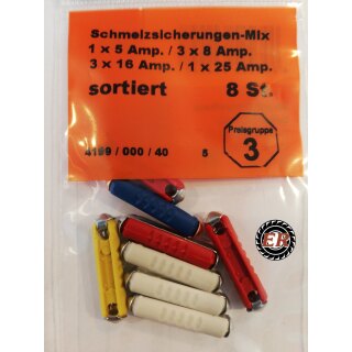 Schmelzsicherungen Sortiment Mix  6 x 25 mm