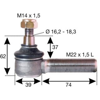 Kugelgelenk M22 x 1,5 L 16.2-18.3 links