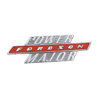 Emblem  "Power Fordson Major" chrome und orange