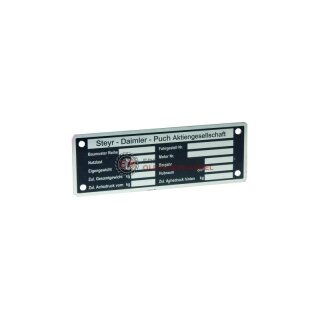 Typenschild passend für Steyr T180 Kurzschnauzer, 26 und 30 PS